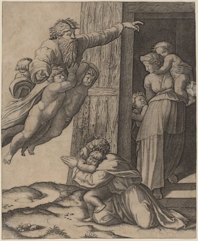 Gott erscheint Noah von Marcantonio Raimondi after Raphael