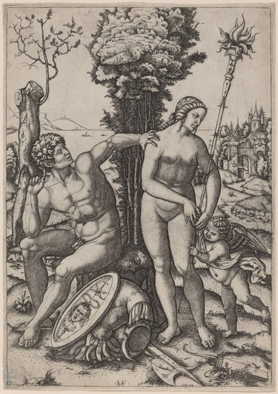 Mars, Venus und Eros von Marcantonio Raimondi possibly after Andrea Mantegna