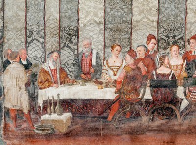 Bankett (Detail) von Marcello or Romani Girolamo (Romanino) (c.1485 c.1566) (attr.to) Fogolino
