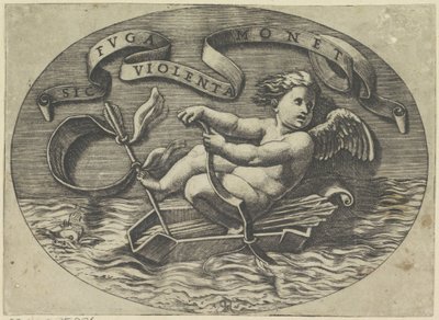 Amor entkommt über das Meer Sic ruga violenta monet (Titel auf Objekt) von Marco Dente