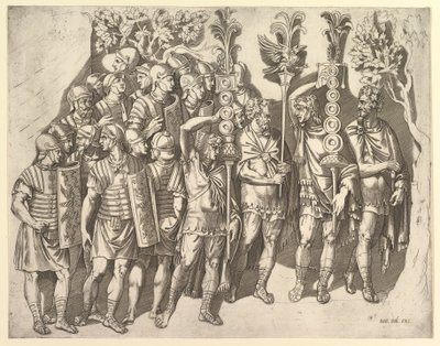 Speculum Romanae Magnificentiae: Eine römische Legion von der Trajanssäule, 16. Jahrhundert von Marco Dente