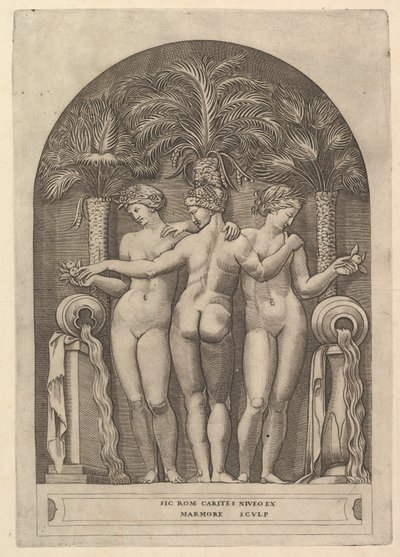 Speculum Romanae Magnificentiae: Die drei Grazien, ca. 1515-27 von Marco Dente