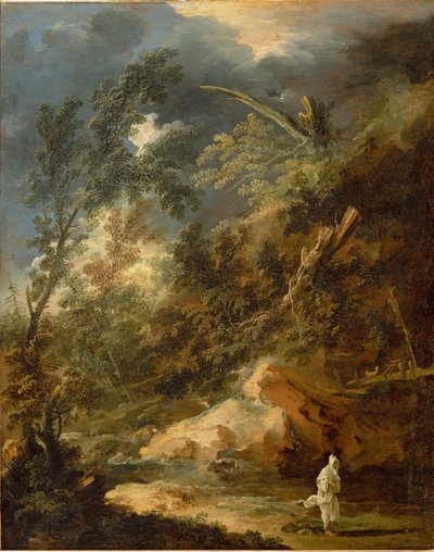 Wildnis mit Mönch im Gewitter von Marco Ricci