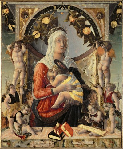 Madonna mit Kind, umgeben von acht Engeln von Marco Zoppo