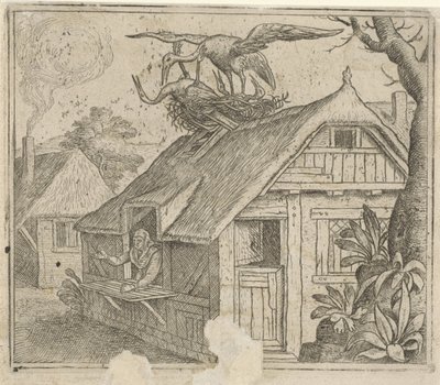 Fabel über Störche und ihre Religion von Marcus Gheeraerts (I) (attributed to)