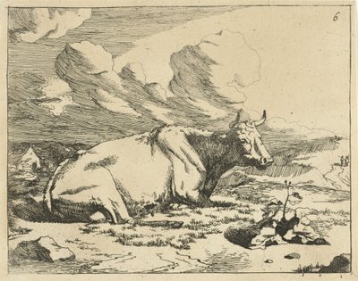 Liegende Kuh, im Profil von Marcus de Bye