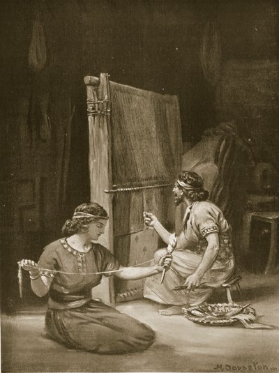 Ein babylonischer Webstuhl, Illustration aus 