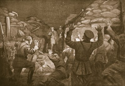 Ein deutscher Offizier und vierzehn seiner Männer bitten Leutnant Leach um Gnade von Margaret Dovaston
