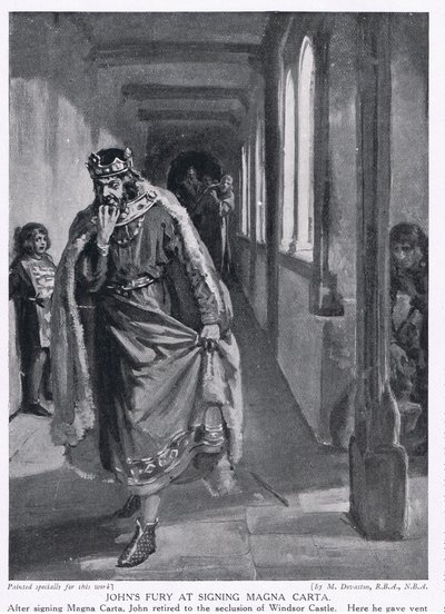 Johns Wut bei der Unterzeichnung der Magna Carta, 1215 n. Chr. von Margaret Dovaston