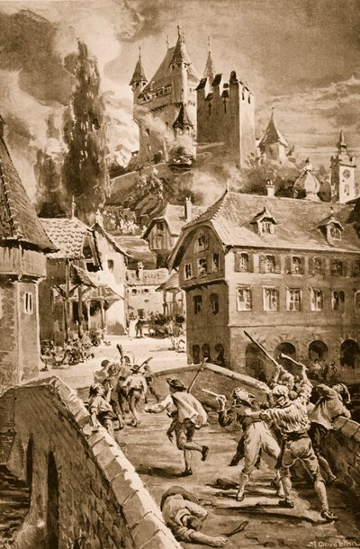 Die Verbrennung der Burg Wadenschwyl von Margaret Dovaston