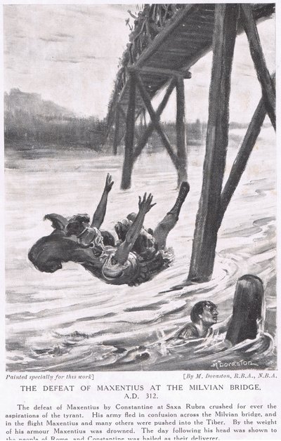 Die Niederlage von Maxentius an der Milvischen Brücke 312 n. Chr. von Margaret Dovaston