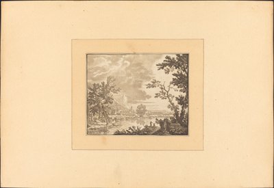 Landschaft mit Fluss und Stadt von Maria Catharina Prestel after Jan van Huysum