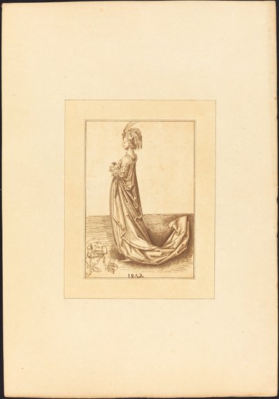 Eine Dame in einem langen Kleid von Maria Catharina Prestel after Martin Schongauer
