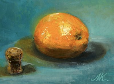 Orange und Kork Stillleben von Marina Kozyr
