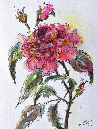 Aquarell Rosenblüte von Marina Kozyr