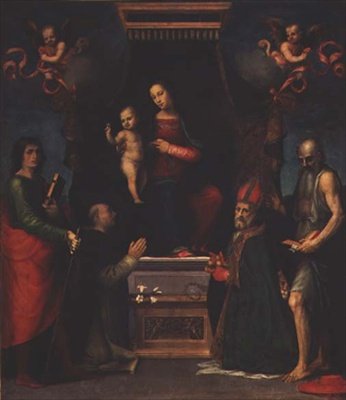 Madonna und Kind mit St. Julian, St. Dominikus, St. Nikolaus von Bari und St. Hieronymus von Mariotto Albertinelli