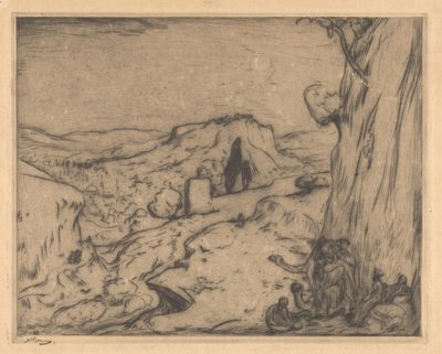 Ansicht einer orientalischen Stadt in einem Tal von Marius Bauer (signed by artist)