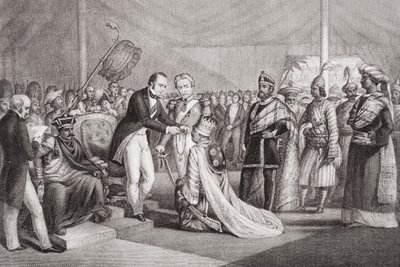 Großer Durbar in Cawnpore nach der Niederschlagung des Sepoy-Aufstands, 1858, aus 