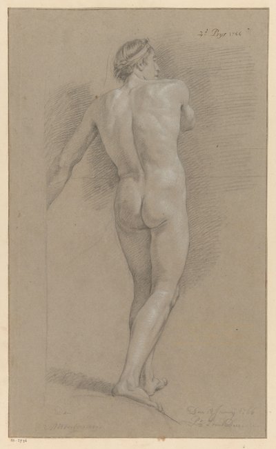 Stehender männlicher Akt, von hinten gesehen (2. Preis 1766) von Marten Houtman