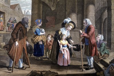 Unterricht in Menschlichkeit. Erziehung eines jungen Mädchens, ca. 1790 (Gravur) von Martin Drölling