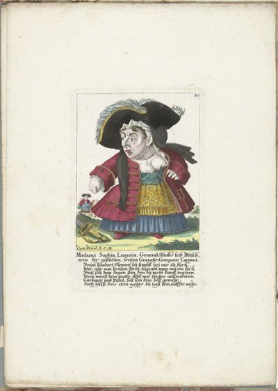 Die Zwergin Madame Sophia Luxuria, ca. 1710 von Martin Engelbrecht (attributed to)