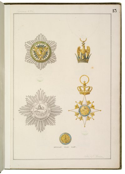Seite aus Recueil des ordres français et étrangers von Martin Guillaume Biennais