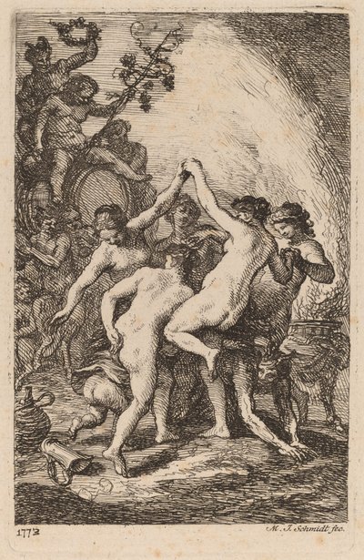 Der Triumph des Bacchus mit tanzenden Nymphen von Martin Johann Schmidt