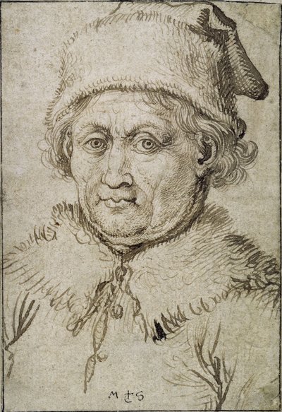 Brustbild eines alten Mannes mit Pelzkragen und Hut von Martin Schongauer