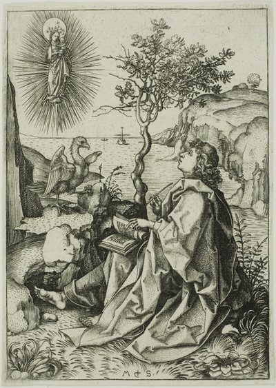St. Johannes der Evangelist auf Patmos von Martin Schongauer