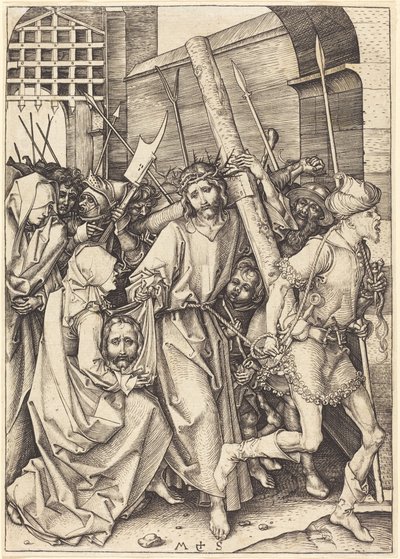 Das Tragen des Kreuzes mit der heiligen Veronika von Martin Schongauer