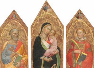 Madonna mit Kind, dem segnenden Christus und den Heiligen Petrus, Jakobus Major, Antonius von Martino di Bartolomeo di Biagio