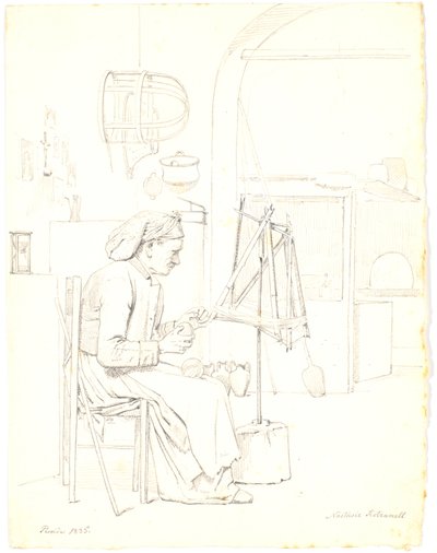 Alte Frau, die Garn wickelt von Martinus Rørbye