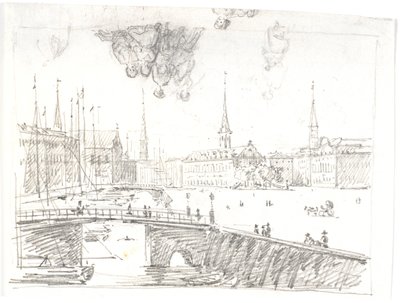 Blick von Gl. Strand über Højbro zur Börse von Martinus Rørbye
