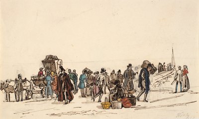 Studie zu "Die Schiffsbrücke in Horten im Christianiafjord" von Martinus Rørbye