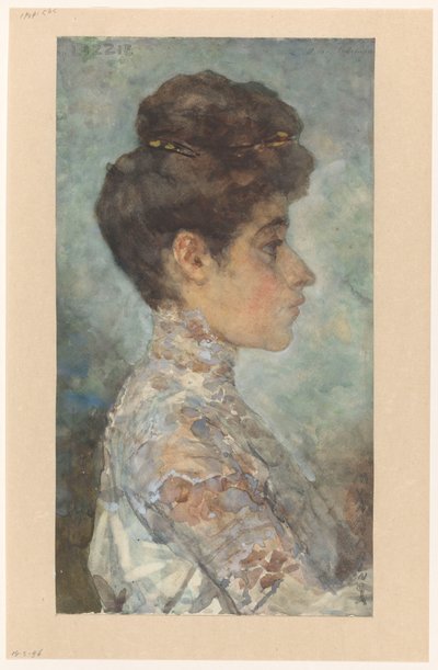 Porträt von Lizzy, im Profil nach rechts von Martinus van Andringa