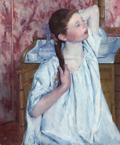 Mädchen, das ihr Haar ordnet von Mary Cassatt