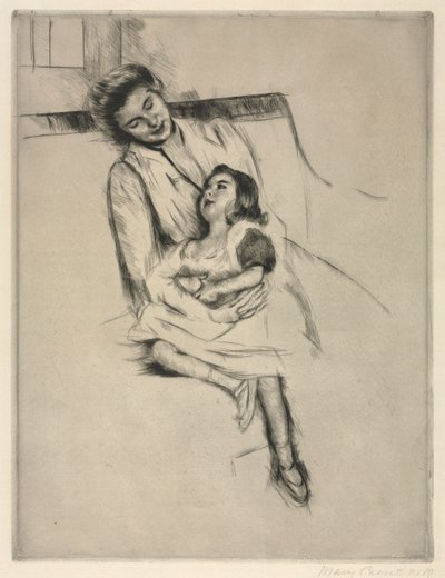 Reine und Margot auf einem Sofa sitzend von Mary Cassatt