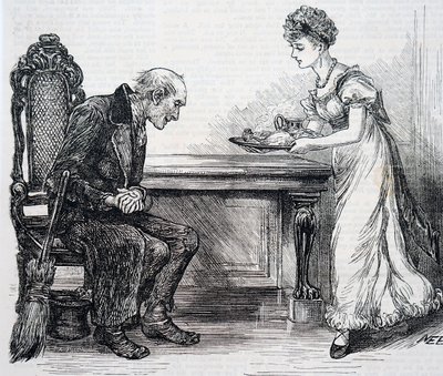 Eine Frau gibt dem Straßenkehrer ein warmes Abendessen von Mary Ellen Edwards