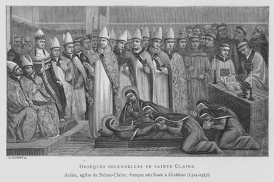 Begräbnis der Heiligen Klara (Lithografie) von Maso di Banco Giottino