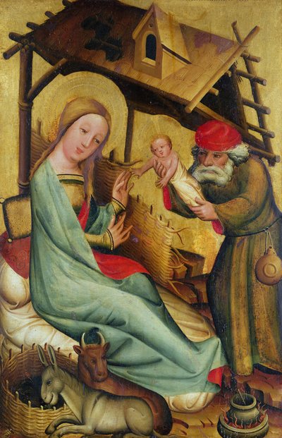 Die Geburt Christi vom Hochaltar von St. Peter in Hamburg, der Grabower Altar, 1383 (Tempera auf Tafel) von Master Bertram of Minden