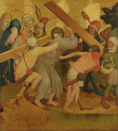 Christus trägt das Kreuz, Tafel vom St. Thomas Altar aus der St. Johanniskirche, Hamburg, begonnen 1424 von Master Francke