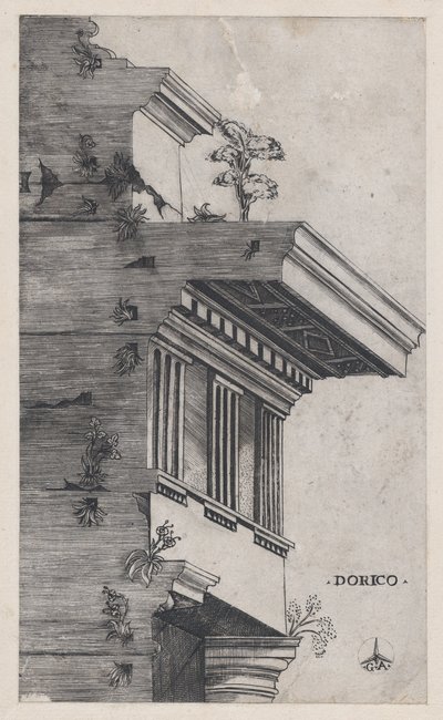 Speculum Romanae Magnificentiae: Dorische Ordnung, ca. 1537 von Master GA