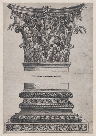 Speculum Romanae Magnificentiae: Pegasus-Kapitell vom Tempel des Mars Ultor und Dekor, ca. 1537 von Master GA