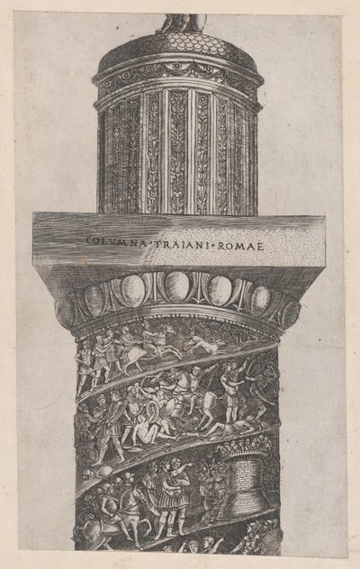 Speculum Romanae Magnificentiae: Der obere Teil der Trajanssäule, zeigt Ara..., 16. Jahrhundert von Master GA