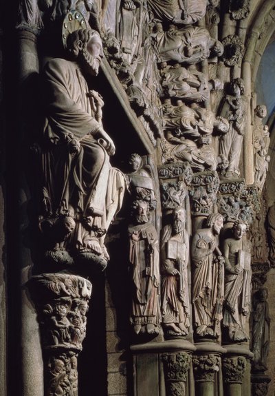Detail des Portico de la Gloria, das St. Jakobus darstellt, 12. Jahrhundert von Master Mateo