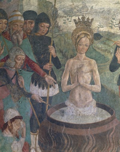 Italien, Region Piemont, Provinz Alessandria, Serralunga di Crea, Sacro Monte di Crea, Heiligtum Santa Maria Assunta, Kapelle der Heiligen Margareta von Antiochia, Passion der Heiligen Margareta von Antiochia (Detail) von Master of Crea
