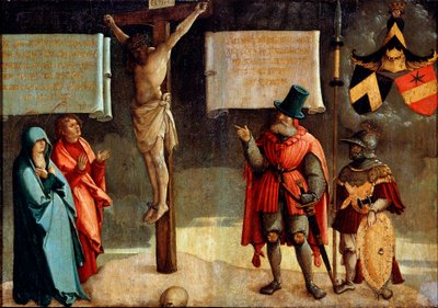Kreuzigung mit Stiftern, 16. Jahrhundert von Master of Messkirch