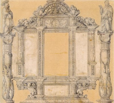 Entwurf für das Rahmenwerk des ehemaligen Hochaltarretabels von St. Martin in Meßkirch von Master of Messkirch