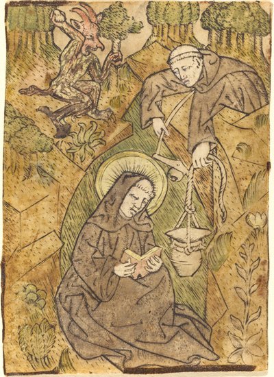 Sankt Benedikt und der Mönch Romanus von Master of St. Wolfgang