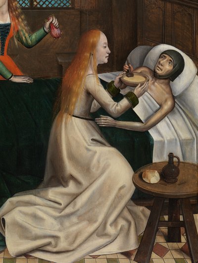 (Detail) der Wohltätigkeit des Heiligen Nikolaus, aus dem Altarbild des Heiligen Nikolaus, ca. 1486-93 von Master of The Legend of St. Lucy